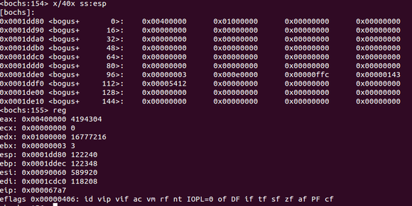 the stack content before call mem_init